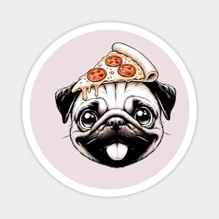 Pug Dog Eating Pizza Magnet